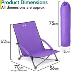 Trail Outdoor Leisure Low Beach Chair Folding Outdoor Camping Garden Festival Lightweight Lounger Seat - Purple - thumbnail 7