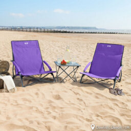 Trail Outdoor Leisure Low Beach Chair Folding Outdoor Camping Garden Festival Lightweight Lounger Seat - Purple - thumbnail 2