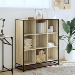 Berkfield Modern Bookcase Sonoma Oak 97.5X33X107.5 Cm Engineered Wood And Metal - thumbnail 3
