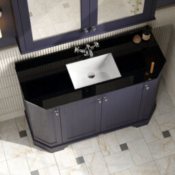 Hudson Reed Floor Standing 4-Door Angled Vanity Unit With 1 Tap Hole Black Marble Top & Basin, Twilight Blue, 1236X470mm - thumbnail 3