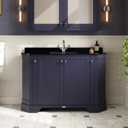Hudson Reed Floor Standing 4-Door Angled Vanity Unit With 1 Tap Hole Black Marble Top & Basin, Twilight Blue, 1236X470mm - thumbnail 2