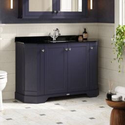 Hudson Reed Floor Standing 4-Door Angled Vanity Unit With 1 Tap Hole Black Marble Top & Basin, Twilight Blue, 1236X470mm - thumbnail 4