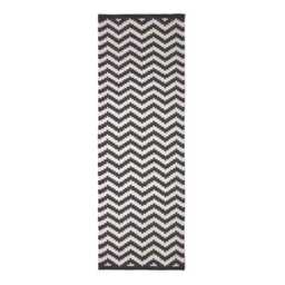 Homescapes Casablanca Handwoven Zig Zag Pattern Dark Blue And White 100% Cotton Kilim Rug, 66 X 200 Cm - thumbnail 2
