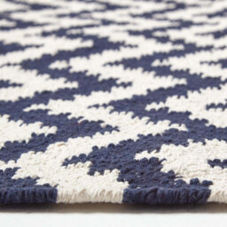 Homescapes Casablanca Handwoven Zig Zag Pattern Dark Blue And White 100% Cotton Kilim Rug, 66 X 200 Cm - thumbnail 4