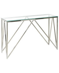 Beliani Console Table Silver Tempered Glass And Stainless Steel 120 X 40 Cm Rectangular Modern - thumbnail 1