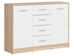 Arte Nepo Plus Oak Sonoma & White 119Cm Sideboard - Two-Tone Storage Cabinet With 2 Doors And 4 Drawers - thumbnail 1
