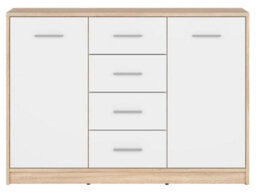 Arte Nepo Plus Oak Sonoma & White 119Cm Sideboard - Two-Tone Storage Cabinet With 2 Doors And 4 Drawers - thumbnail 2