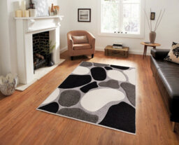 Smart Living Modern Hand Carved Multicolour Soft Thick Stone Area Rug - 60X110Cm - Grey Black - thumbnail 1