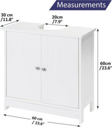 Home Treats White Under Sink Cabinet Freestanding Bathroom Storage Cupboard - thumbnail 2