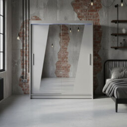 Westa Xiv 200 Cm Mirrored Sliding Cashmere Wardrobe Spacious Modern Storage With Shelves Hanging Space And Rgb Led Colorful - thumbnail 2