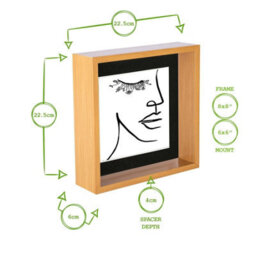 "Nicola Spring 8 X 8"" Deep Photo Frames - Light Wood/white Mount - 3D Deep Box Picture Frame Display Case (22.5 X 22.5Cm) X2" - thumbnail 4