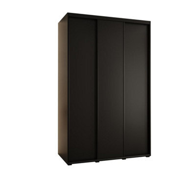Arte Modern Black Sliding Wardrobe H2050mm W1500mm D600mm With Customisable Black Steel Handles - image 1