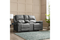 Home Detail Darius 2 Seater Recliner Sofa, Dark Grey Air Leather