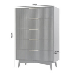 Monza Tall Chest Of 5 Drawers With Fluted Detailing Black - thumbnail 9
