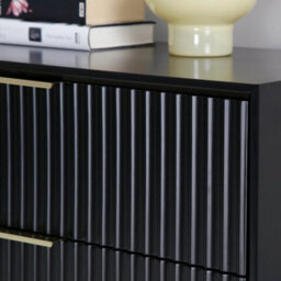 Monza Tall Chest Of 5 Drawers With Fluted Detailing Black - thumbnail 4