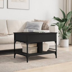 Berkfield Coffee Table Black 70X50X50 Cm Engineered Wood And Metal - thumbnail 3