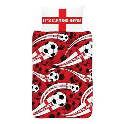 England Football Its Coming Home Reversible Duvet Set Red/black/white (Single) - image 1