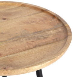 MH London Chervey Natural Solid Wood Side Table Round Side Table Living Room Bedside Large Side Table With Black Metal Legs - thumbnail 6