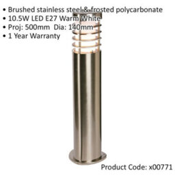 4 Pack Modern Outdoor Stainless Steel Post Light - 10.5W E27 Led - 500mm Height - thumbnail 2