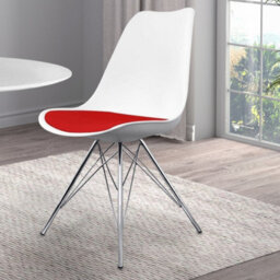 Fusion Living Soho White And Red Plastic Dining Chair With Chrome Metal Legs - thumbnail 2