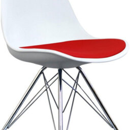 Fusion Living Soho White And Red Plastic Dining Chair With Chrome Metal Legs - thumbnail 3