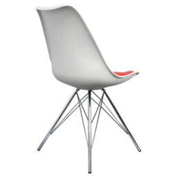 Fusion Living Soho White And Red Plastic Dining Chair With Chrome Metal Legs - thumbnail 4