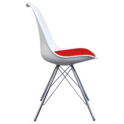 Fusion Living Soho White And Red Plastic Dining Chair With Chrome Metal Legs - thumbnail 5