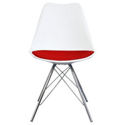Fusion Living Soho White And Red Plastic Dining Chair With Chrome Metal Legs - thumbnail 6