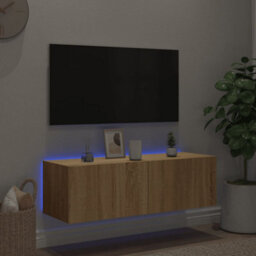 Walplus Tv Wall Cabinet With Led Lights Sonoma Oak 100X35X31 Cm - thumbnail 5