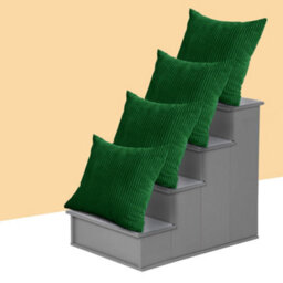 Ameha Emerald Stripe Velvet Cushion Set, 18X18 Inch, Includes 4 Filled Cushions & 4 Covers, Breathable & Hypoallergenic - thumbnail 2