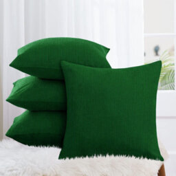 Ameha Emerald Stripe Velvet Cushion Set, 18X18 Inch, Includes 4 Filled Cushions & 4 Covers, Breathable & Hypoallergenic - thumbnail 3