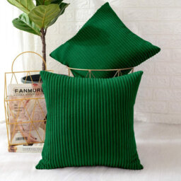 Ameha Emerald Stripe Velvet Cushion Set, 18X18 Inch, Includes 4 Filled Cushions & 4 Covers, Breathable & Hypoallergenic - thumbnail 7
