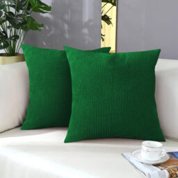 Ameha Emerald Stripe Velvet Cushion Set, 18X18 Inch, Includes 4 Filled Cushions & 4 Covers, Breathable & Hypoallergenic - thumbnail 4
