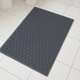 Teardrop Cotton Jacquard Toweling Heavyweight Bath Mat Charcoal Grey