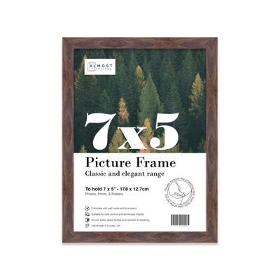 7X5 Walnut Picture Frame (12.7 X 17.8Cm) Poster, Photo, Artwork, Gallery Wall Or Print - image 1