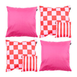 icon Indoor And Outdoor Waterproof Filled Cushion 2X Checkerboard Pink & 2X Pink - thumbnail 1
