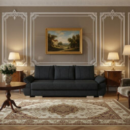 Benita Sofa Bed With Storage Extendable Sleeping Function Upholstered 3 Seater Sofa Multiple Fabric Options Black - thumbnail 2