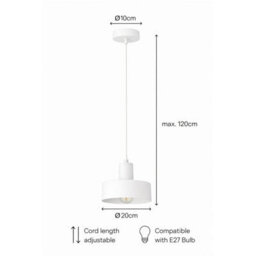 Luminosa Lighting Luminosa Velyo Dome Pendant Ceiling Light White 1X E27 - thumbnail 5