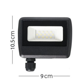 Valuelights Led 10W Ip65 Black Outdoor Garden Flood Wall Light In Cool White - thumbnail 6