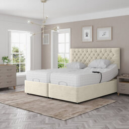 Madison Electric Adjustable Bed Set Fabric Pocket Sprung Mattress Chesterfield Headboard - thumbnail 1