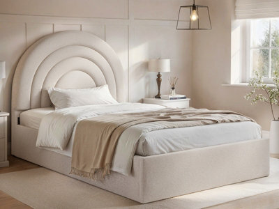 Flair Ava Small Double Ottoman Bed Cream Boucle - image 1
