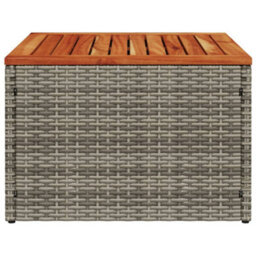Berkfield Garden Table Grey 55X55X37 Cm Poly Rattan And Acacia Wood - thumbnail 5