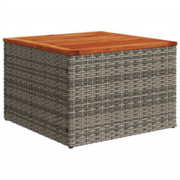 Berkfield Garden Table Grey 55X55X37 Cm Poly Rattan And Acacia Wood - thumbnail 6