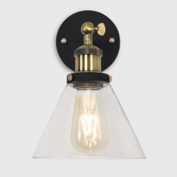 Valuelights Norton Industrial Black And Gold Wall Light Fitting With Clear Glass Light Shade - thumbnail 3
