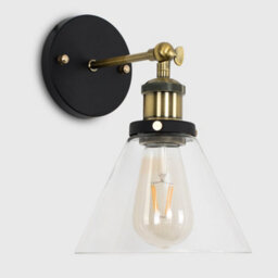 Valuelights Norton Industrial Black And Gold Wall Light Fitting With Clear Glass Light Shade - thumbnail 4