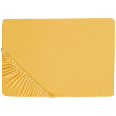 Beliani Fitted Sheet Janbu 200 X 200 Cm Cotton Mustard - image 1