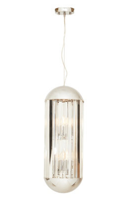 Orsina 6 Bulb Small Pendant Light, Chrome Finish Contemporary Lighting Fixture, Capsule-Shaped Crystal Panel Light - image 1
