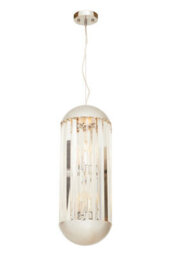 Orsina 6 Bulb Small Pendant Light, Chrome Finish Contemporary Lighting Fixture, Capsule-Shaped Crystal Panel Light - thumbnail 4