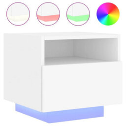 Berkfield Bedside Cabinet With Led Lights White 40X39X37 Cm - thumbnail 2