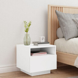 Berkfield Bedside Cabinet With Led Lights White 40X39X37 Cm - thumbnail 3
